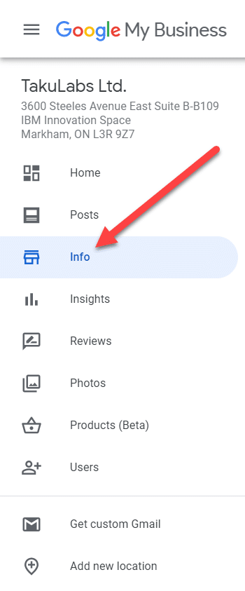 info bar on google my business 