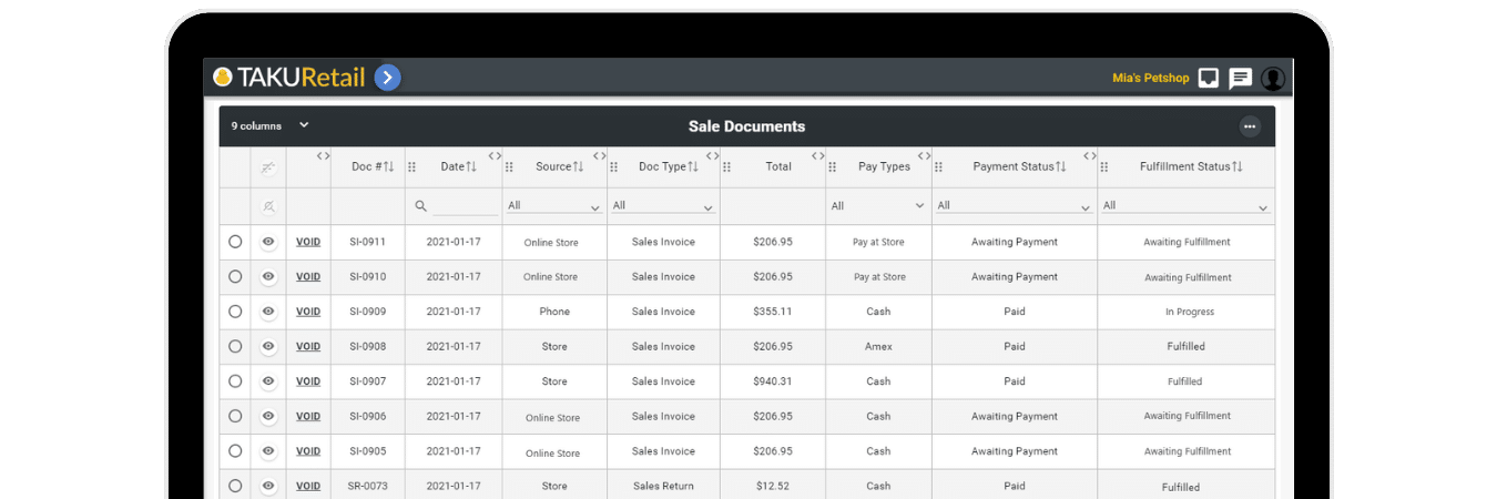 TAKU Retail Payment History