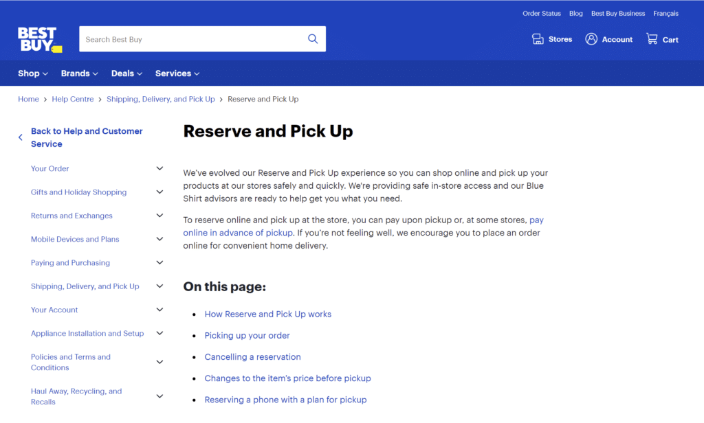 Best Buy reserve online, pick up in store