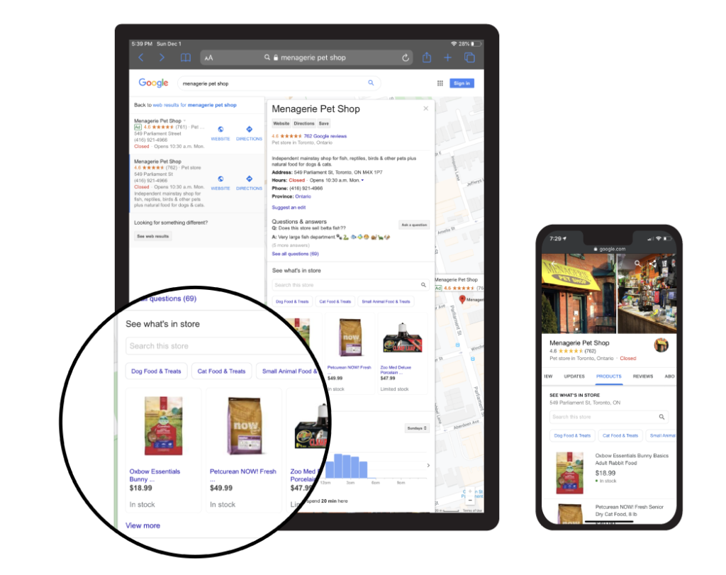 Omnichannel data integrated to Google to drive local traffic to store.
