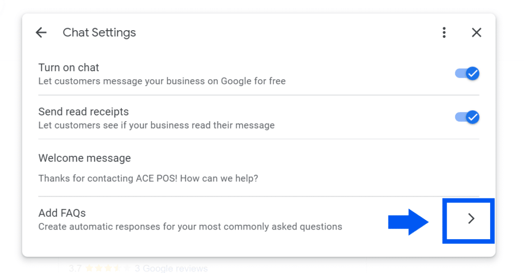 Chat Settings - Add FAQs