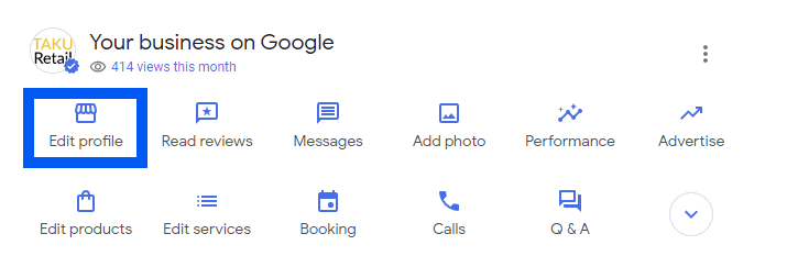 Google My Business options - Edit Profile