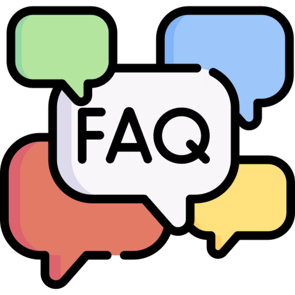 Flat icon of message bubbles with the one in the center being labelled "FAQ"