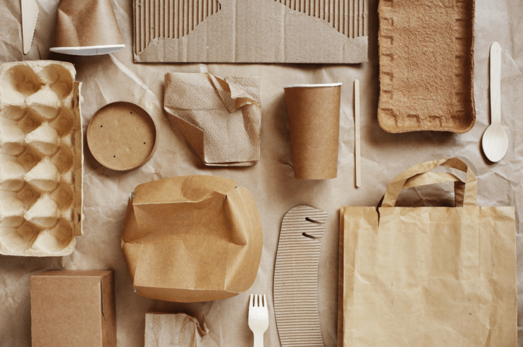 Knolling photo of eco-friendly product packaging