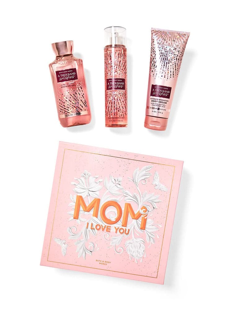 Example of product packaged in mother's day theme from bath and body works