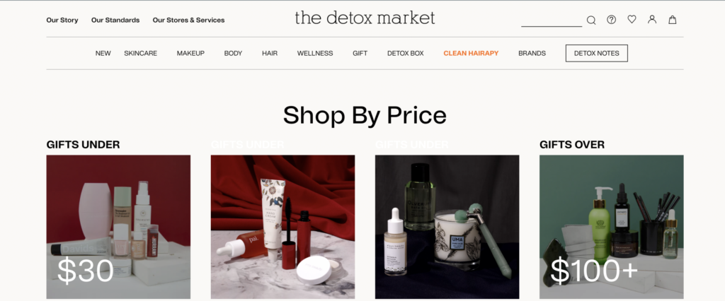Detox market gift guide sorted by price 