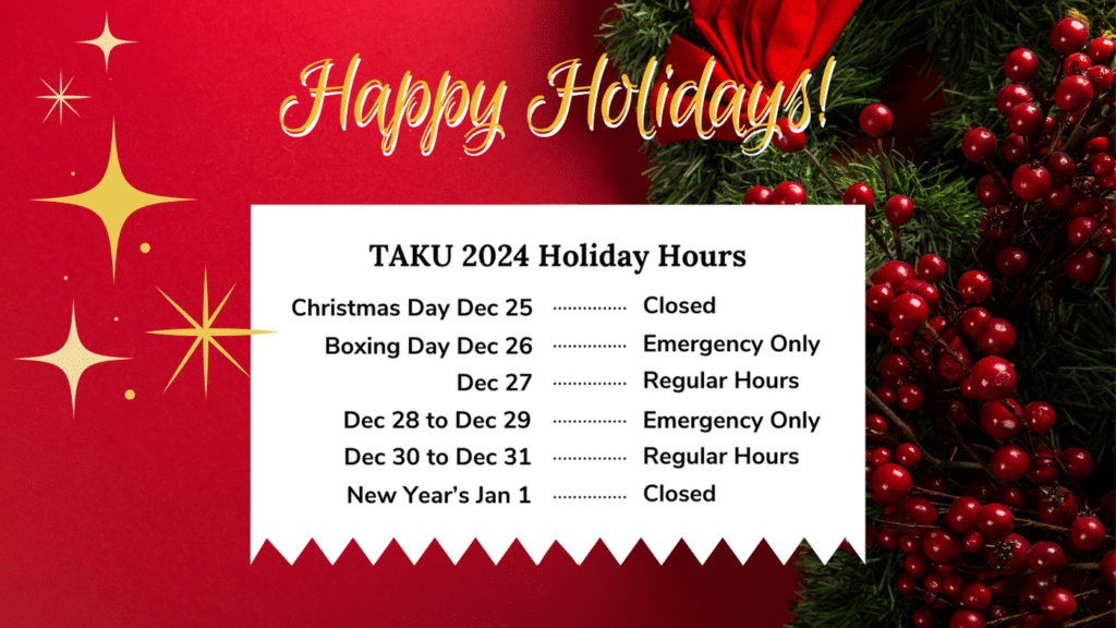 TAKU POS and VitaHealth POS 2024 Holiday Hours